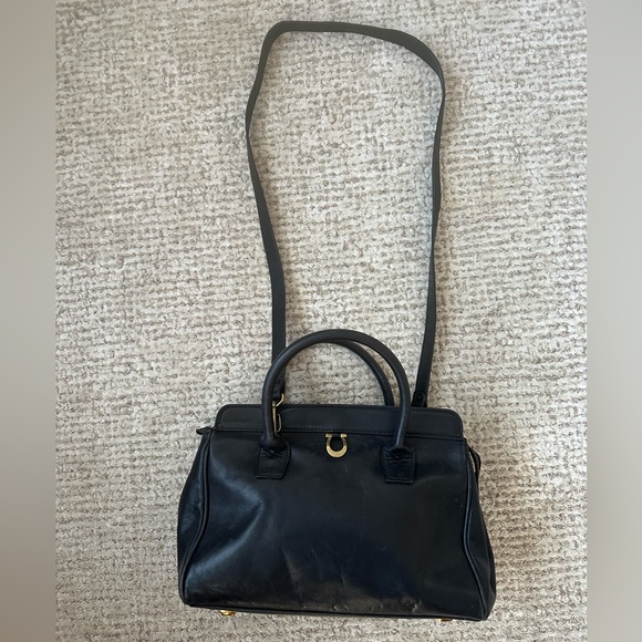 Etienne Aigner Handbags - Vintage Etienne Aigner Navy Leather Convertible Satchel Handbag